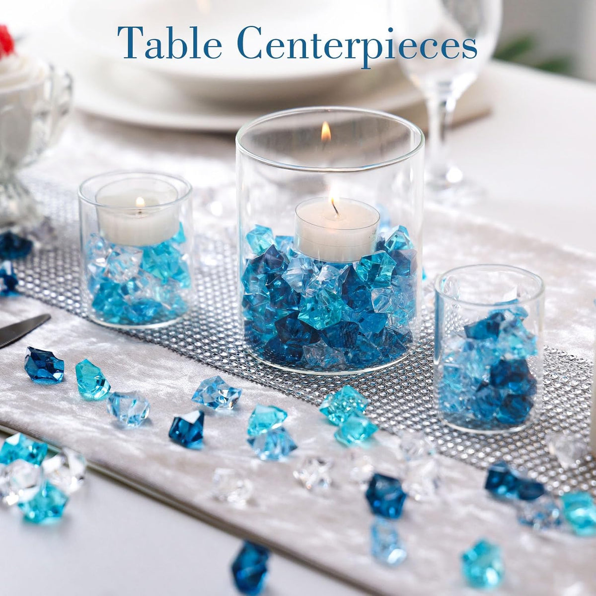 DomeStar 500PCS Fake Ice, Assorted Acrylic Glass Beads,Vase Fillers Fish Tank Decor Table Scatter