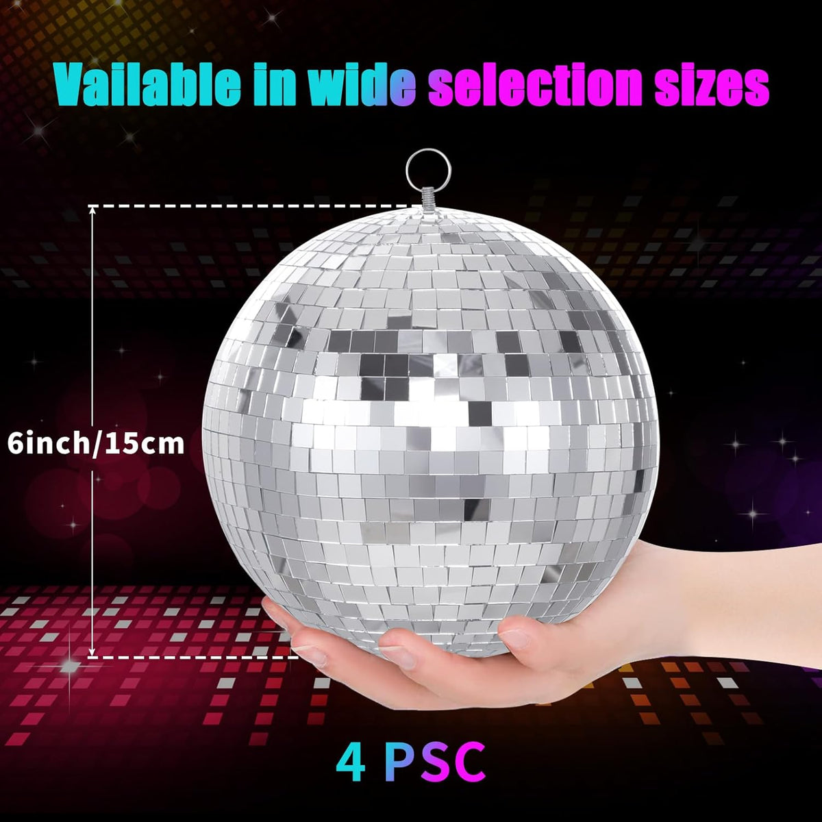 Mirror Disco Ball Silver Mirror Ball: 6 Inches Reflective Hanging Ball - 80s Party Club Stage Props