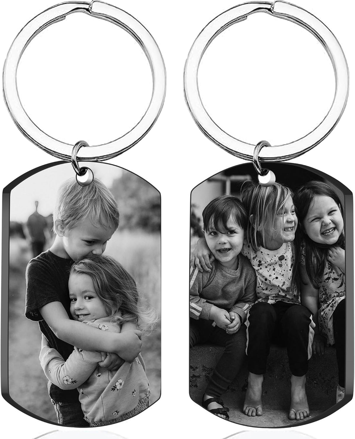 Personalized Double-sided Photo Text+Icons Keychain Drive Safe Boy Girlfriend Pet Memorial