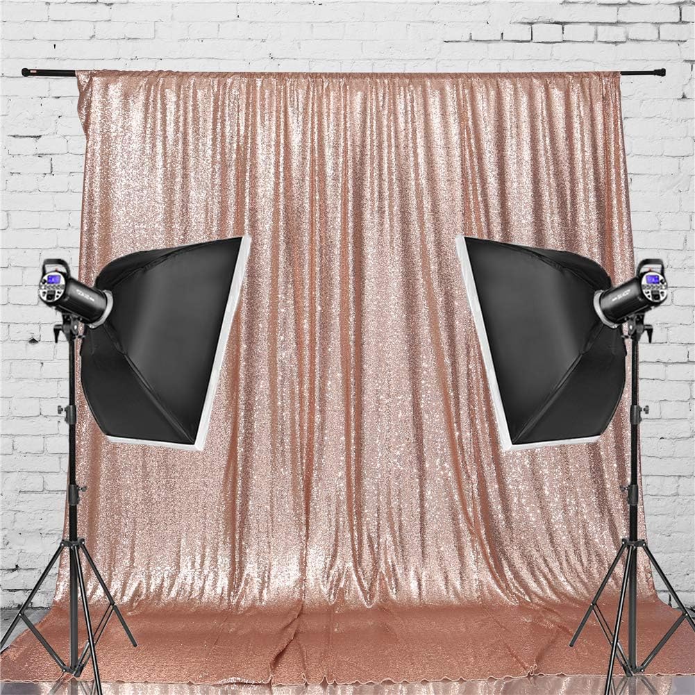 Eternal Beauty Rose Gold Sequin Backdrop, 7x7 Ft Glitter Background Curtains for Shimmer