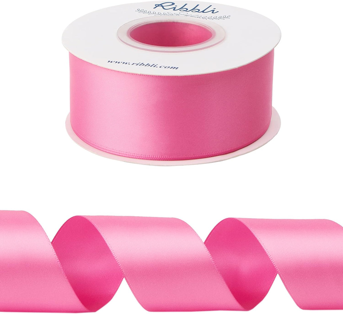 Ribbli Hot Pink Double Faced Satin Ribbon,1-1/2” x Continuous 25 Yards,Use for Bows Bouquet,Gift