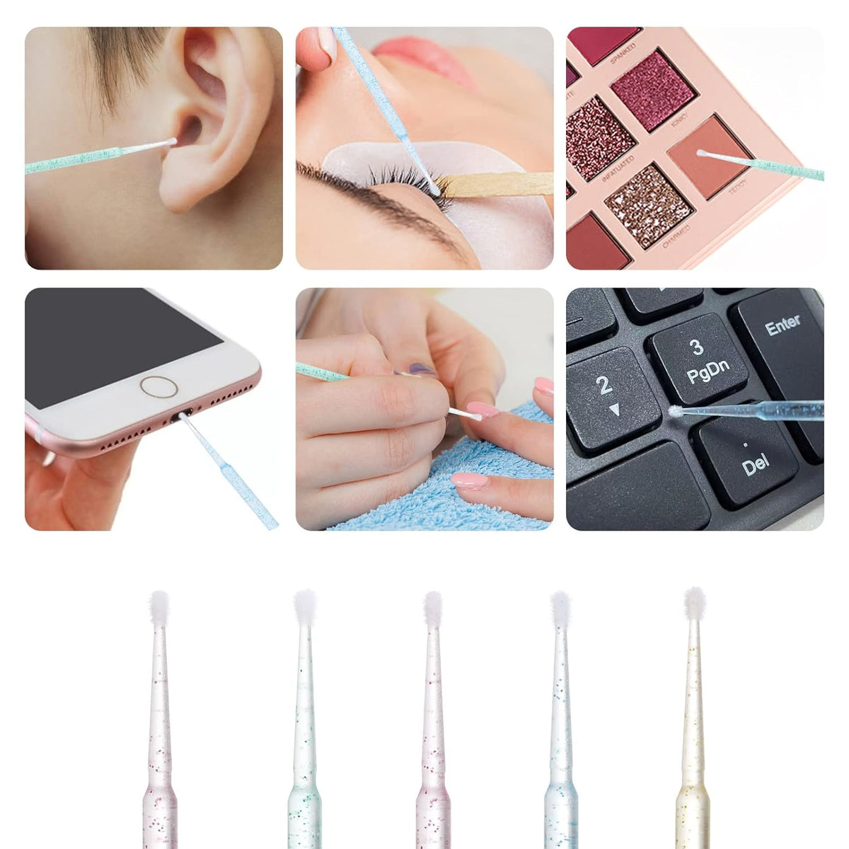 Tbestmax 1000 Pcs Crystal Microbrushes Applicators Disposable Microswabs for Eyelash Extensions