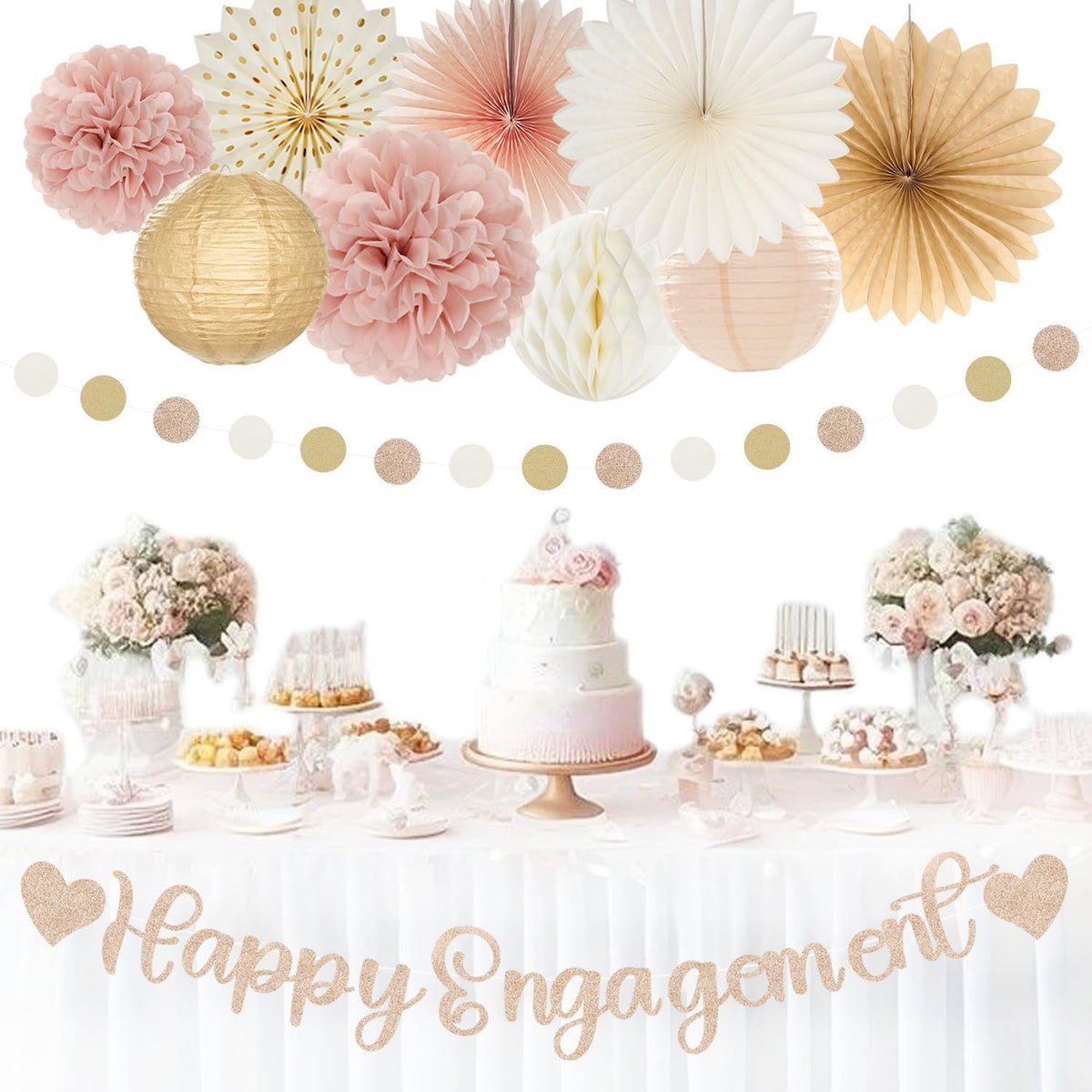 Champagne-Gold Fall Boho Happy-Engagement Party-Decorations - 21pcs Women She Said Yes Proposal