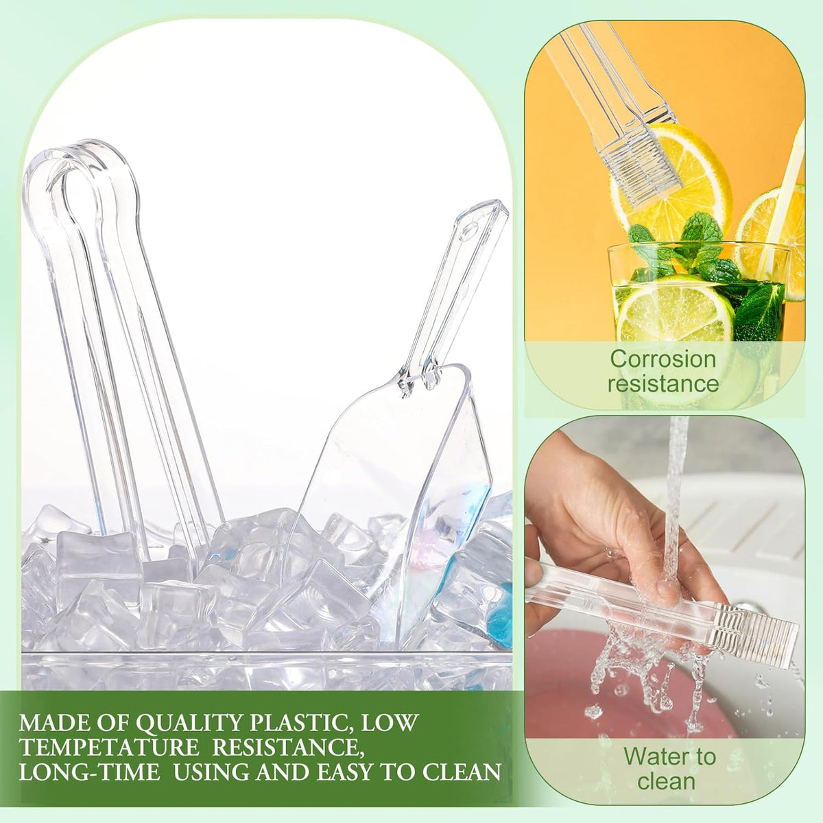 Roshtia 18 Pcs Plastic Serving Tongs Mini Kitchen Tongs Utility and Plastic Kitchen Scoops Clear
