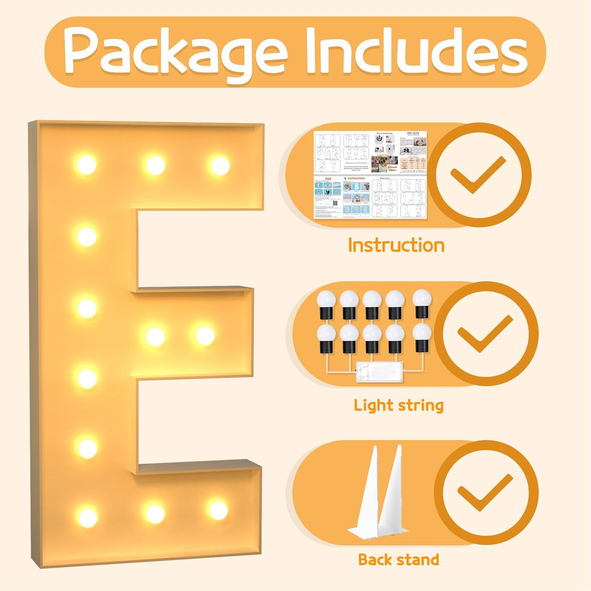 Marquee Letters 4 Feet Tall Large Light Up Letters E Happy Birthday Decorations Wedding Engagement