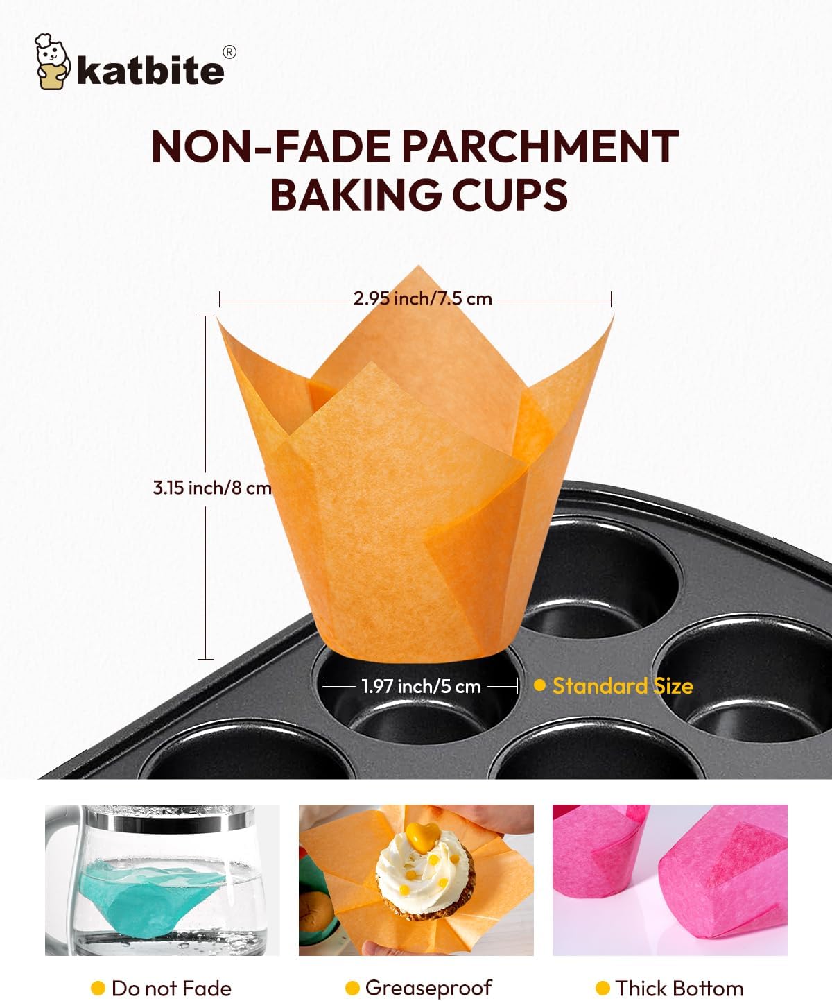 Katbite Tulip Cupcake Liners 200PCS, Muffin Liners Baking Cups, Cupcake Wrapper for Party, Wedding
