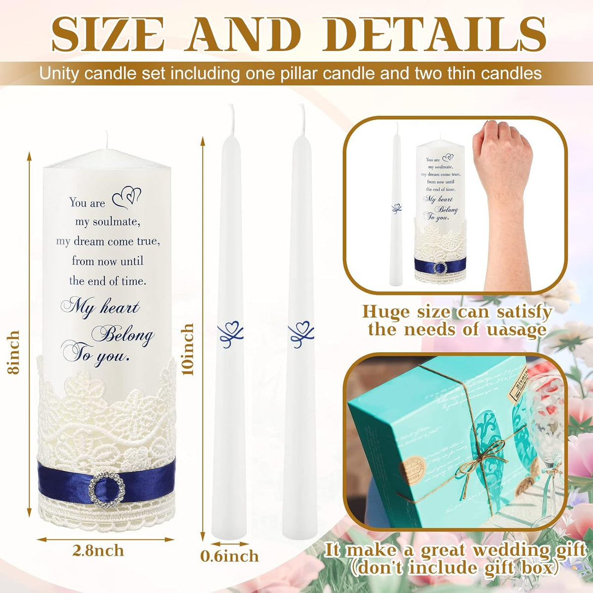Frienda Unity Candles for Wedding Ceremony Set Wedding Unity Taper Candles Catholic Religious