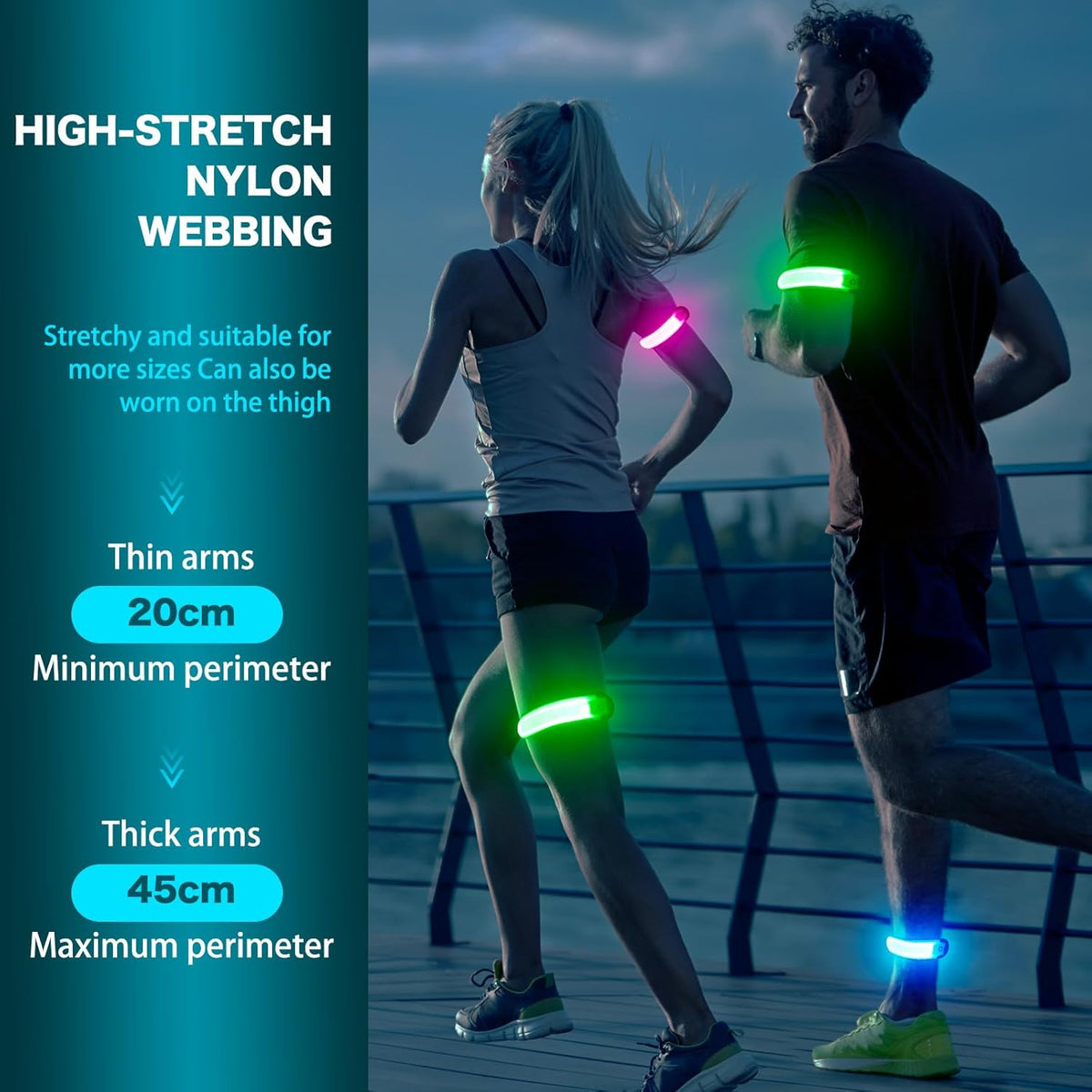 LED Armband Running USB Rechargeable(2 Pack), High Visibility Wristband for Runners, Joggers, Pet