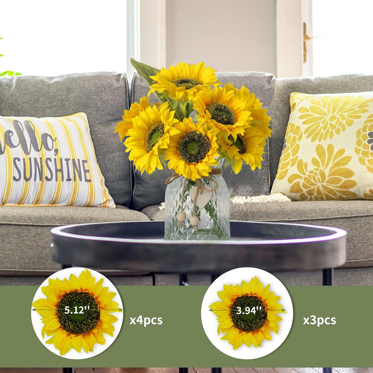 Artificial Sunflowers Flowers with Vase,Fake Flowers Bouquet for Sunflower Decor,Sunflower Kitchen