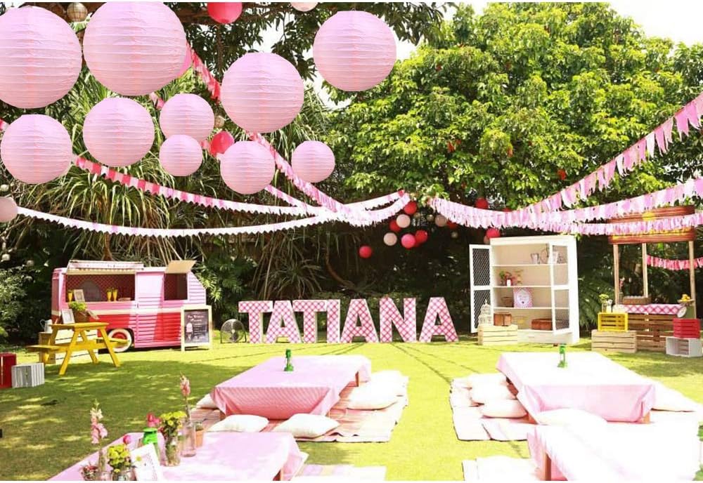 BEISHIDA Pink Round Paper Lanterns Hanging Decorative Chinese Paper Lanterns Lamp for Valentine