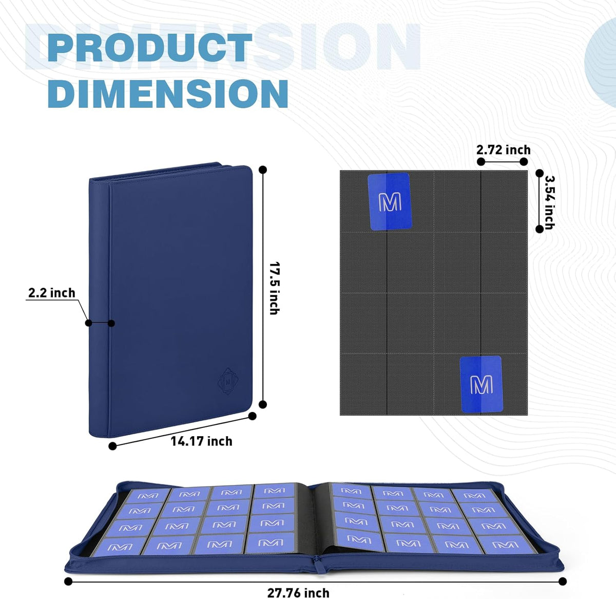Premium Card Binder 16 Pocket,Trading Card Binder Holds up to 1000+Cards Sturdy Card Collection