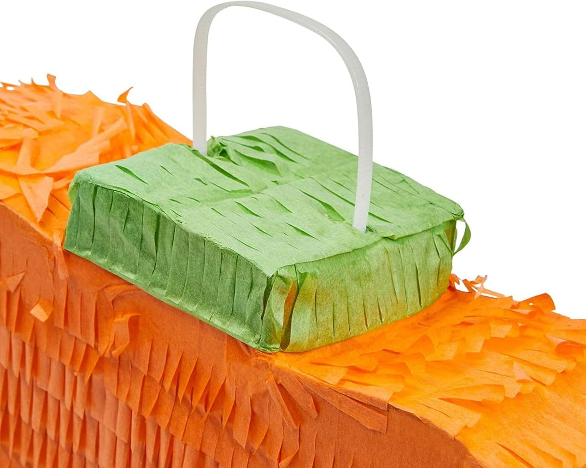 Halloween Pinata Jack-O-Lantern Pumpkin - 17 x 13 x 3 in, Orange, Corrugated Paper - 3 Pull Strings