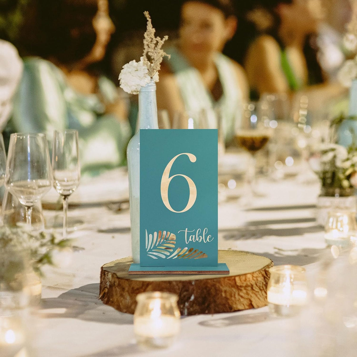 Wooden Table Numbers 1-25,3.2x5.8 Inch Double Sided Rustic Blue Wedding Table Number Signs with