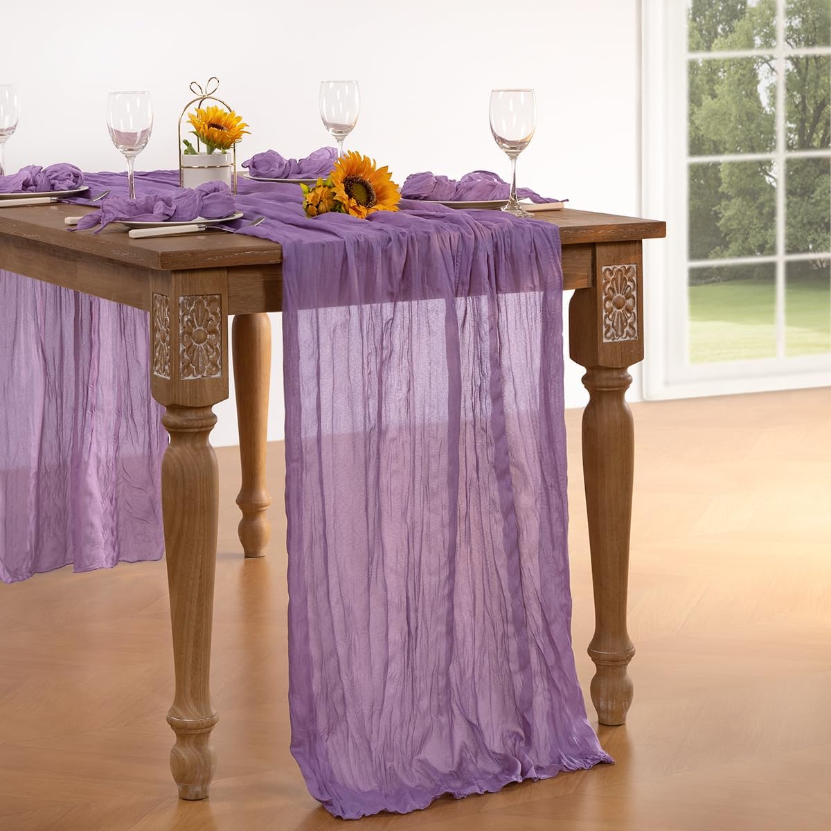 Lavender Purple Cheesecloth Table Runner 6 Pack Fall Table Runners Boho Gauze 120 Inches Cheese