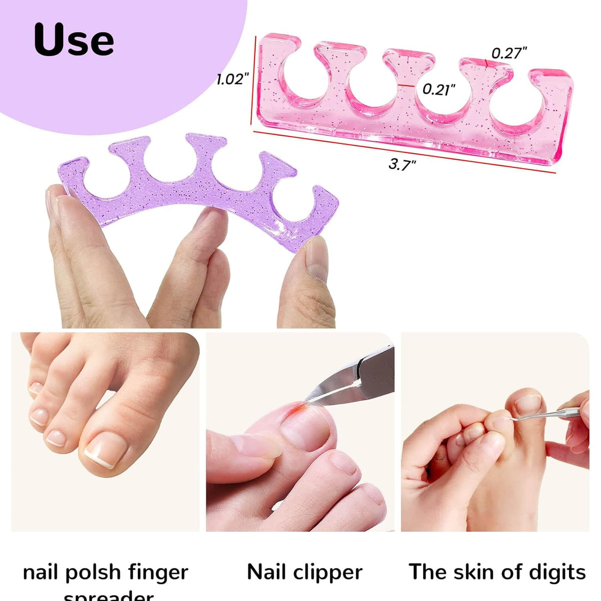 SUNFATT Toe Separators,Toe Spacers for Women,Toe Separators Use for Separation of Toenails or Nails
