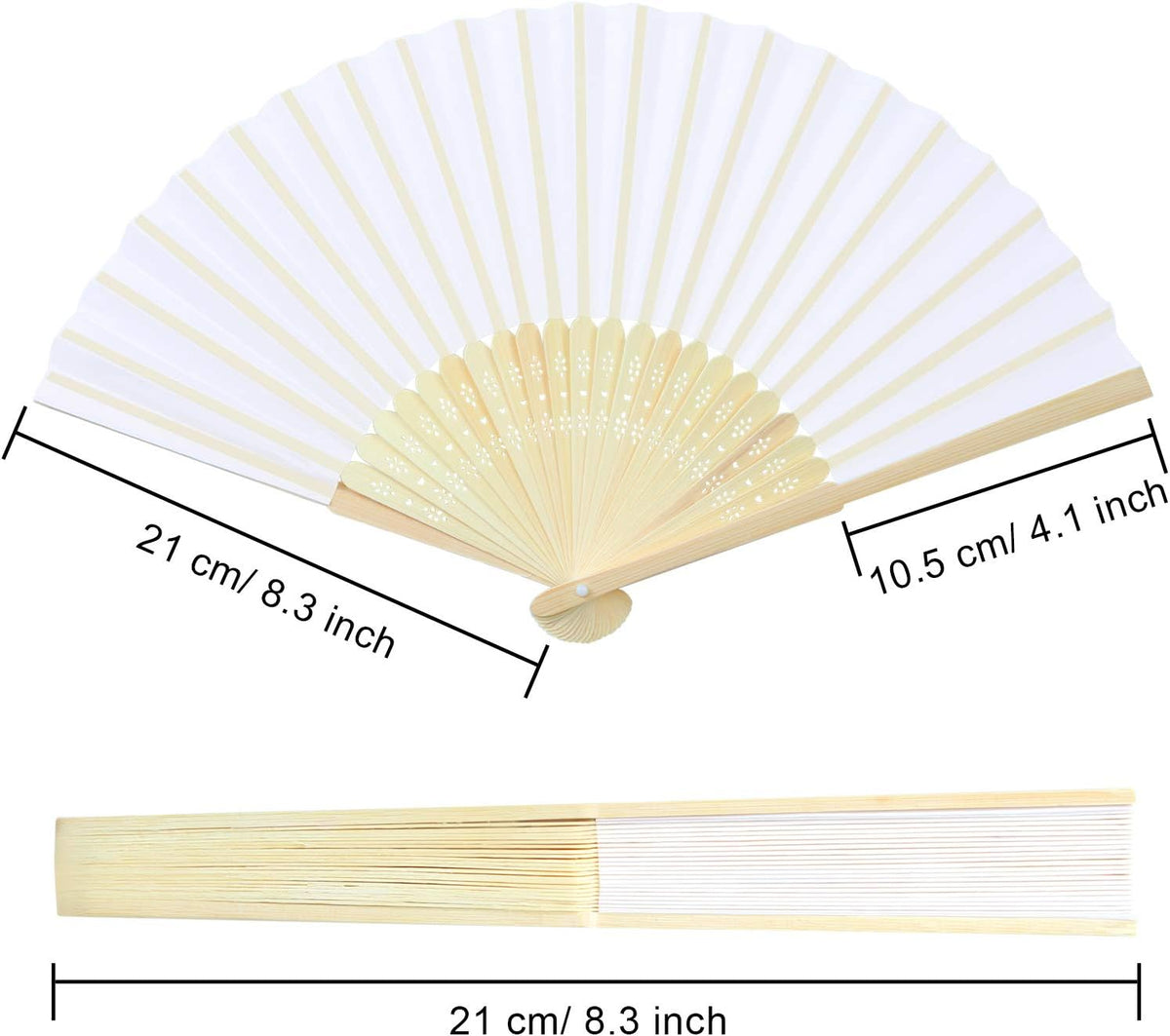 Aneco 18 Pieces White Handheld Cloth and Bamboo Folding Fans for Wedding Decoration, Church Gifts