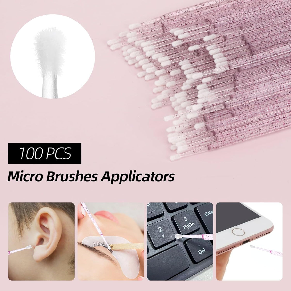 300 Pcs Spoolies Mascara Wands Lip Brushes Micro Swabs Applicator, Disposable Eyelash Brushes