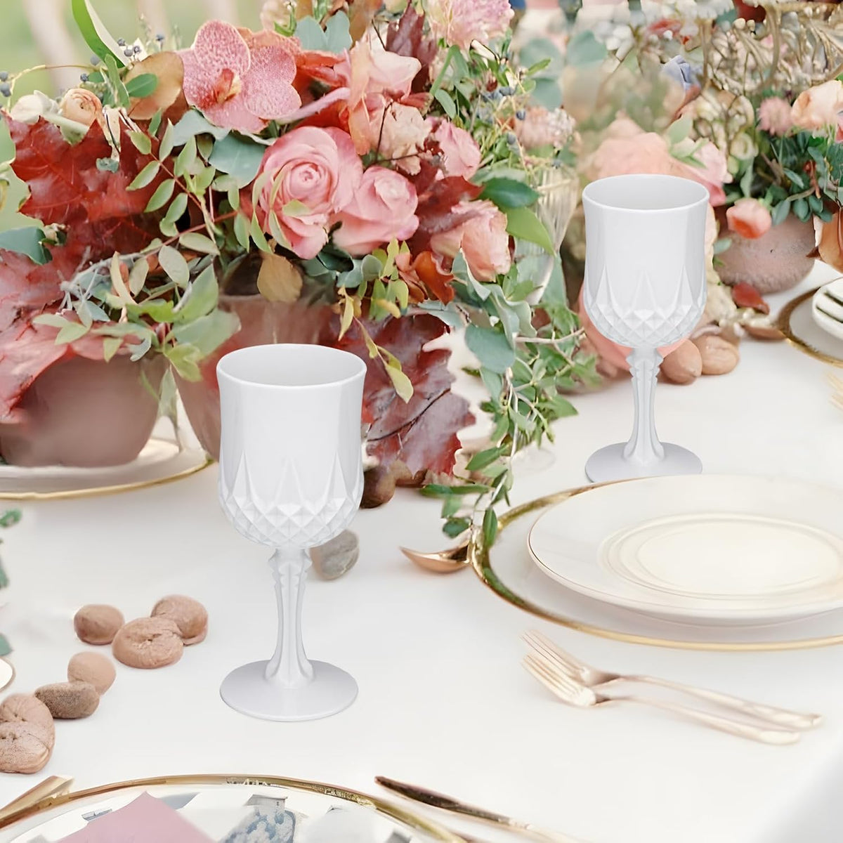 JLYLOL Plastic Vintage Wine Glasses 7OZ Plastic Goblets Vintage Drinking Glasses 48PCS Retro