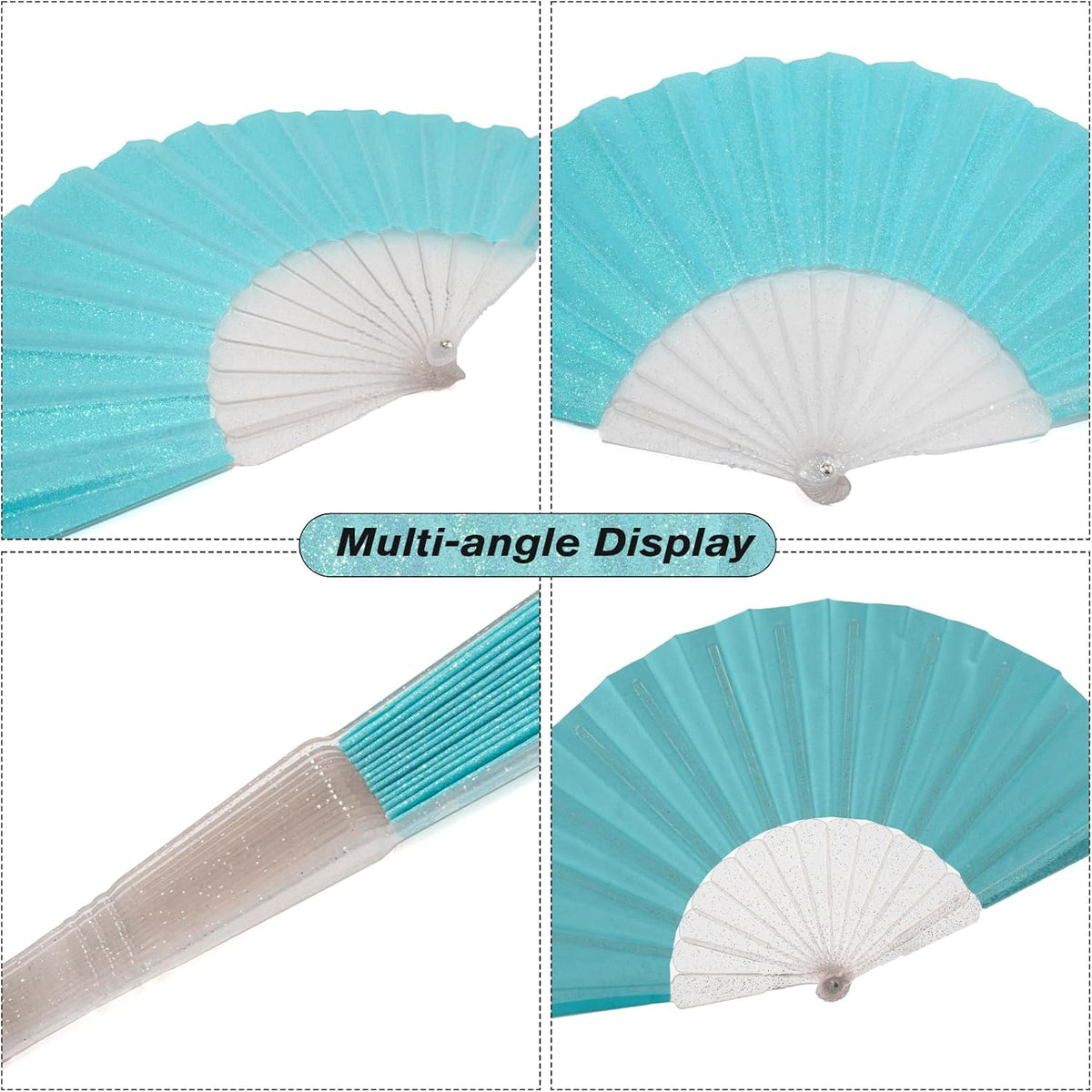 24 Pack Handheld Fan,Folding Hand Glitter Fan with Shining Transparent Fan Rib – Ideal for Wedding