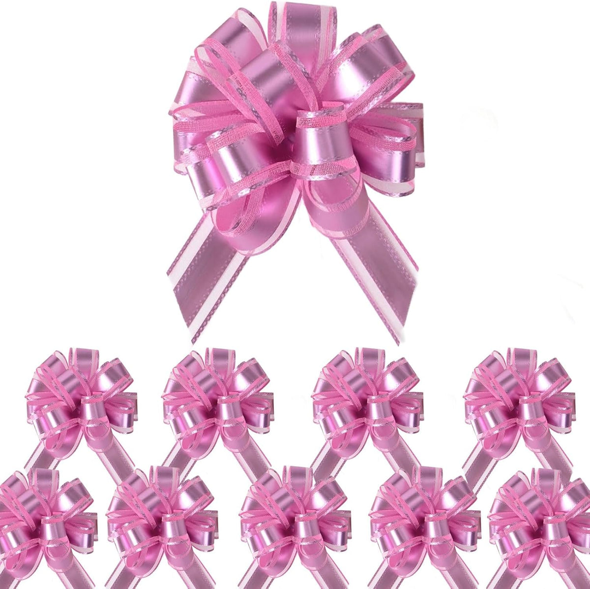 Small Pull Bows, 10 PCS 4 Inch Pink Gift Bows for Wrapping,Basket, Wedding,Birthday Party,Flower