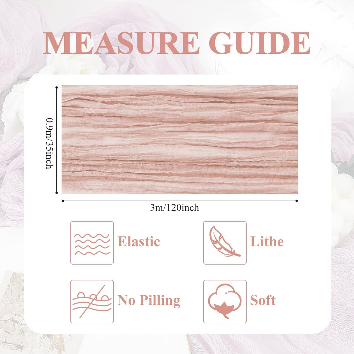 Asee'm Cheesecloth Table Runner 120 Inches Dusty Pink Boho Gauze Cheese Cloth Runner 10FT Rustic