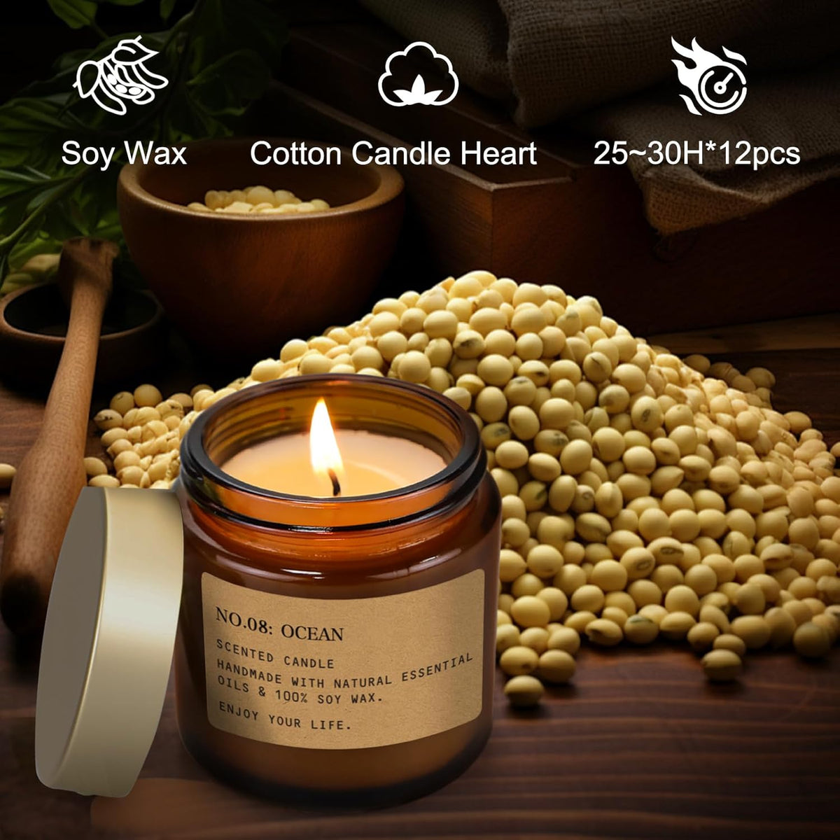 12 Pack Aromatherapy Candles for Home Scented, Aromatherapy Jar Candle Gifts for Women, Natural Soy