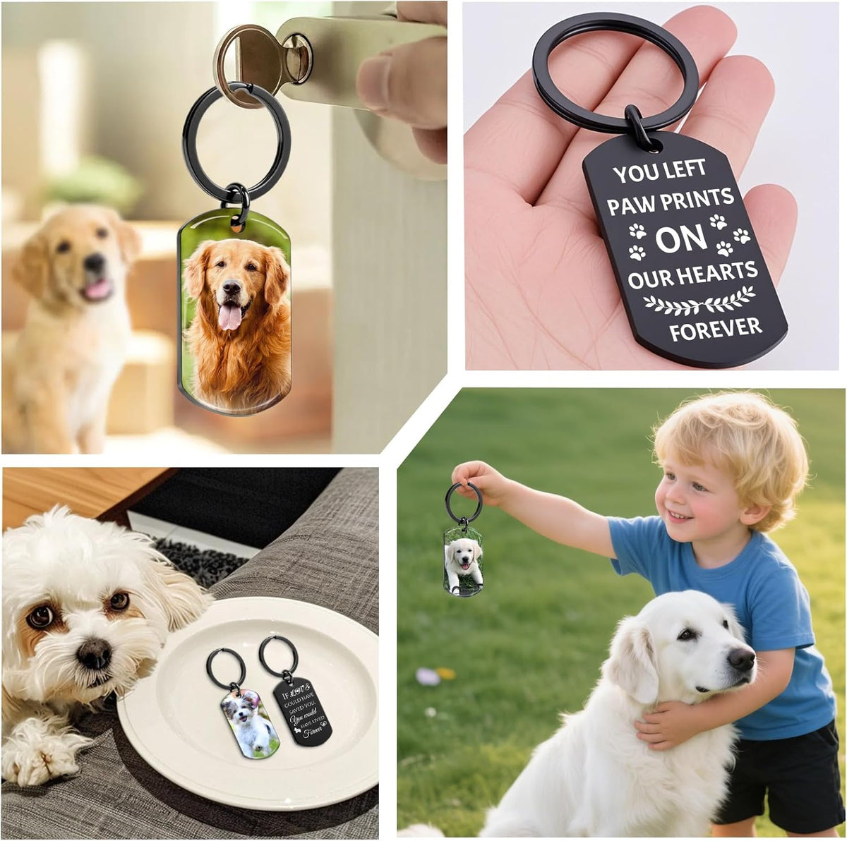 Custom Dog Memorial Photo Keychain Personalized Sympathy Gifts for Loss of Dog Memorial Passing