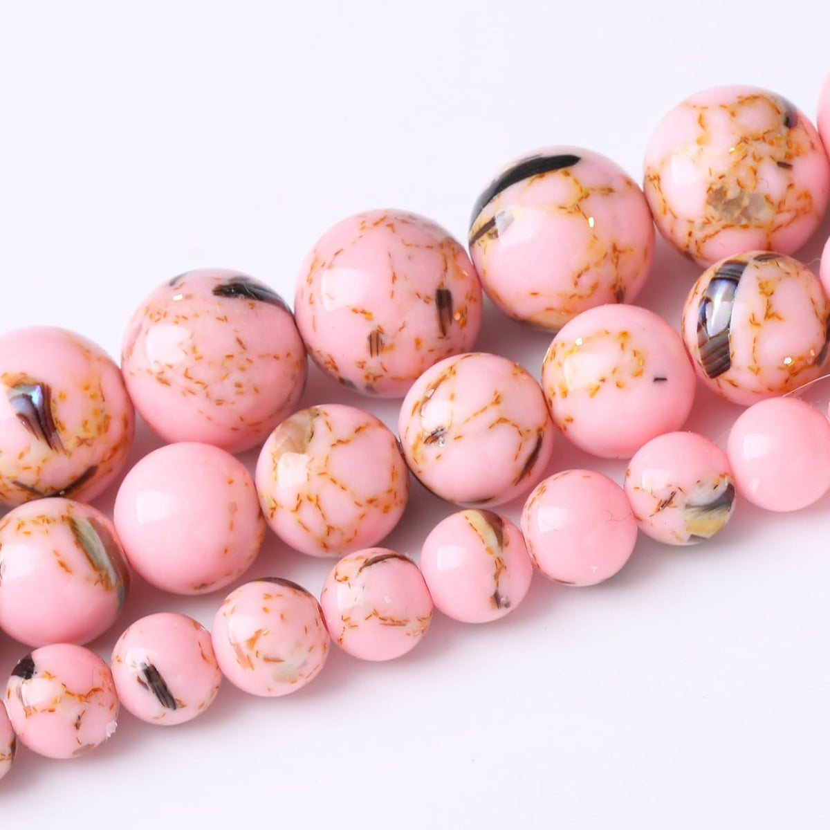 Pink Shell Turquoise Stone Beads Gemstone Round Crystal Energy Jade Beads Stone Beads for Jewelry