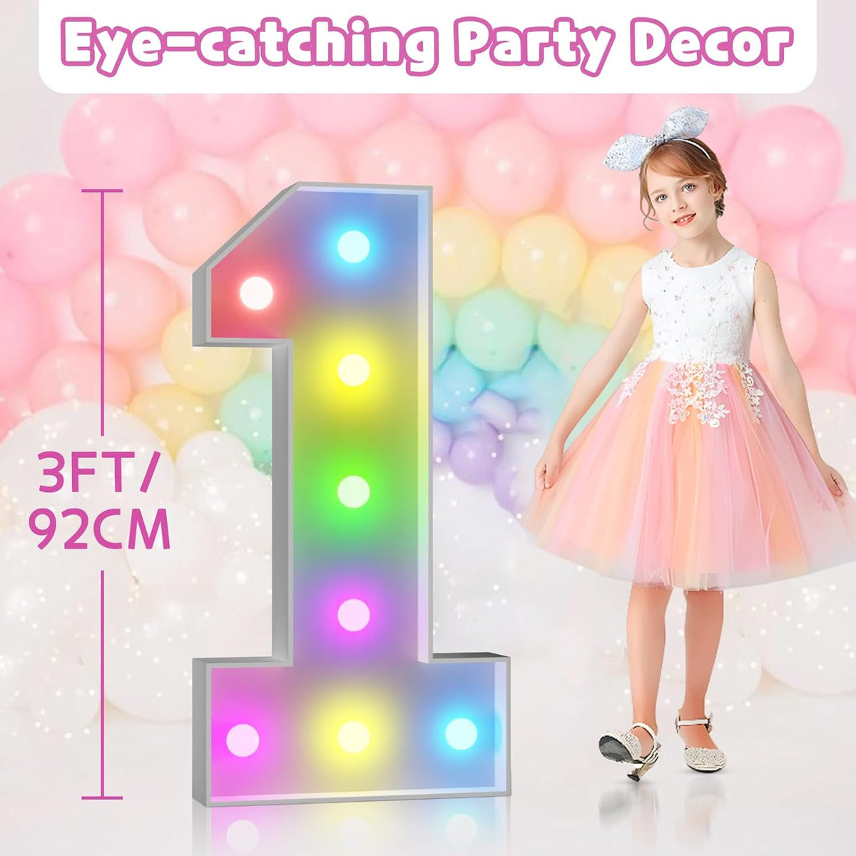 Marquee Numbers 20th-Birthday Decoration: Colorful 3FT Large Light Up 20 Year Old Birthday