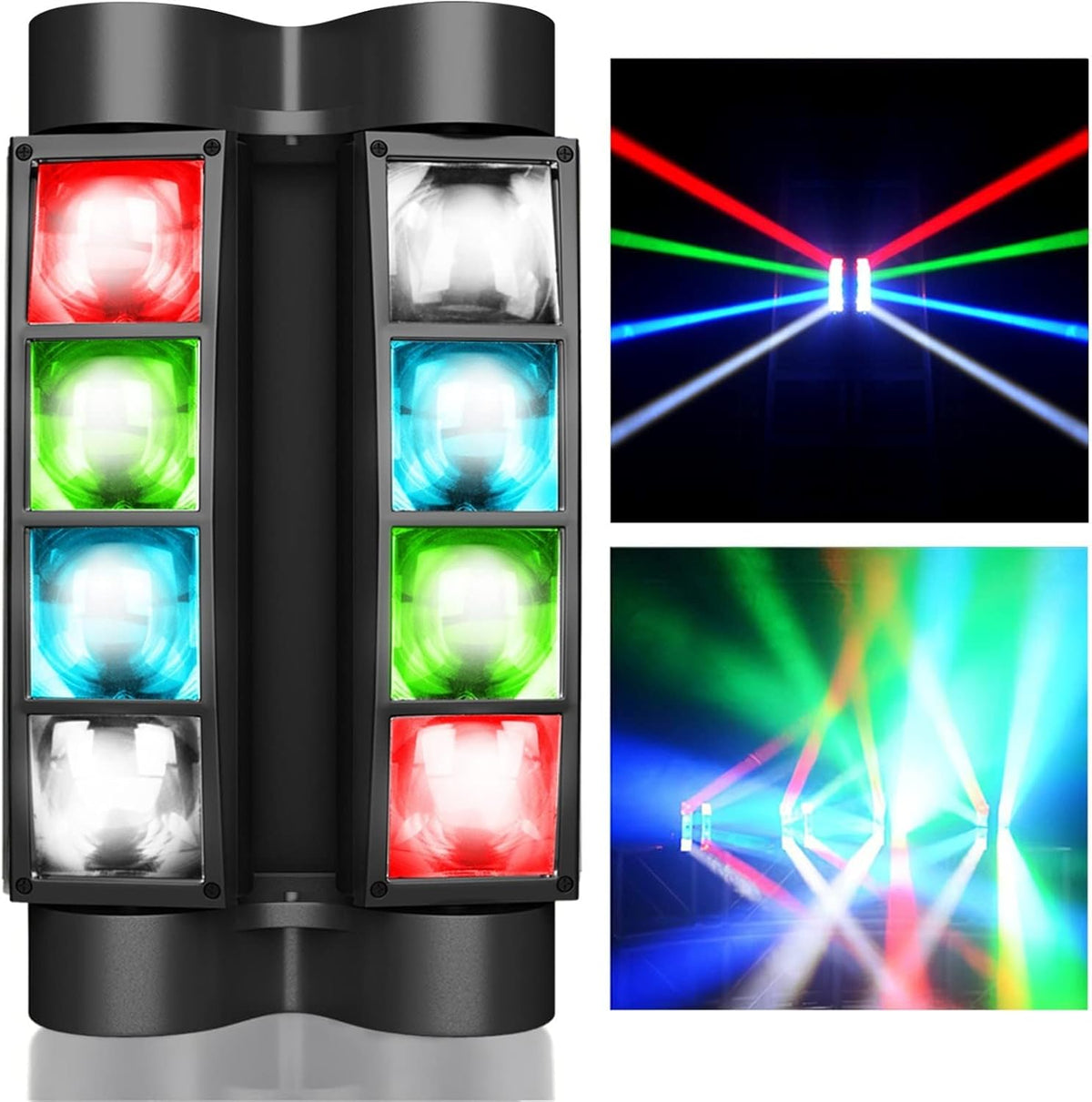 BETOPPER Stage Light, Moving Head DJ Light for Parties, RGBW 8x3W Spider LED Light, Sound Activated