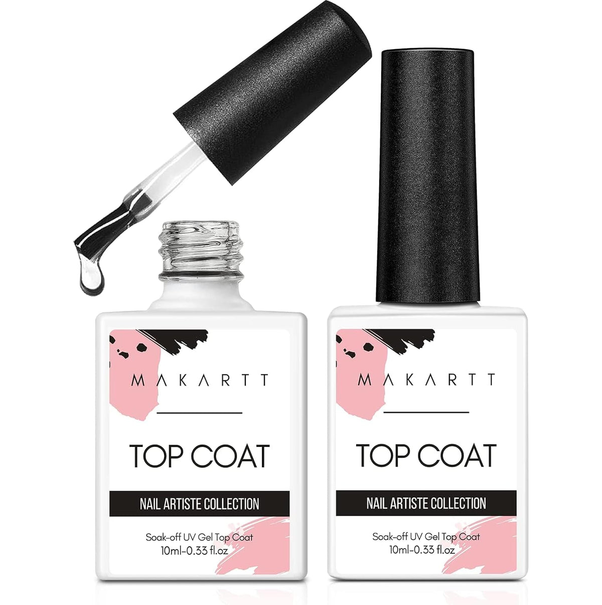 Makartt Gel Top Coat - 2 PCS No Wipe Top Coat Gel Nail Polish High Glossy Shine Finish Long