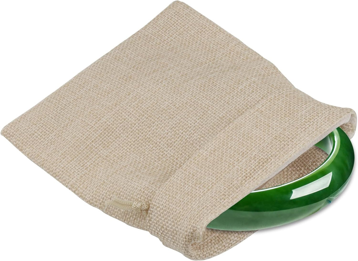 ZOENHOU 100 Packs 3 x 4 Inch Burlap Bags with Drawstring, Durable Jute Drawstring Bags, Dustproof
