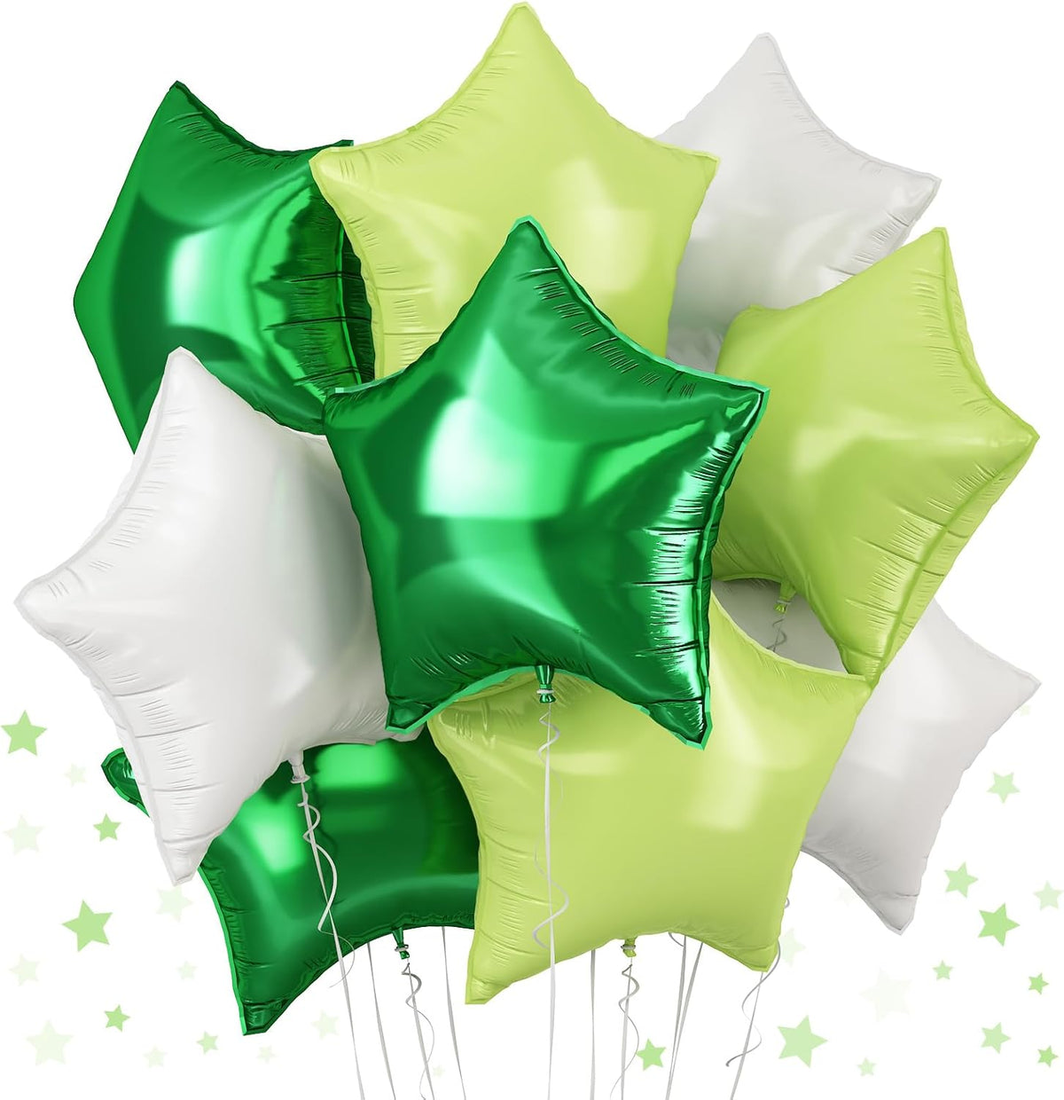 TAOYE Green Star Foil Balloons, 18 Inch Macaron Green Star Foil Balloons Dark Green Light Green