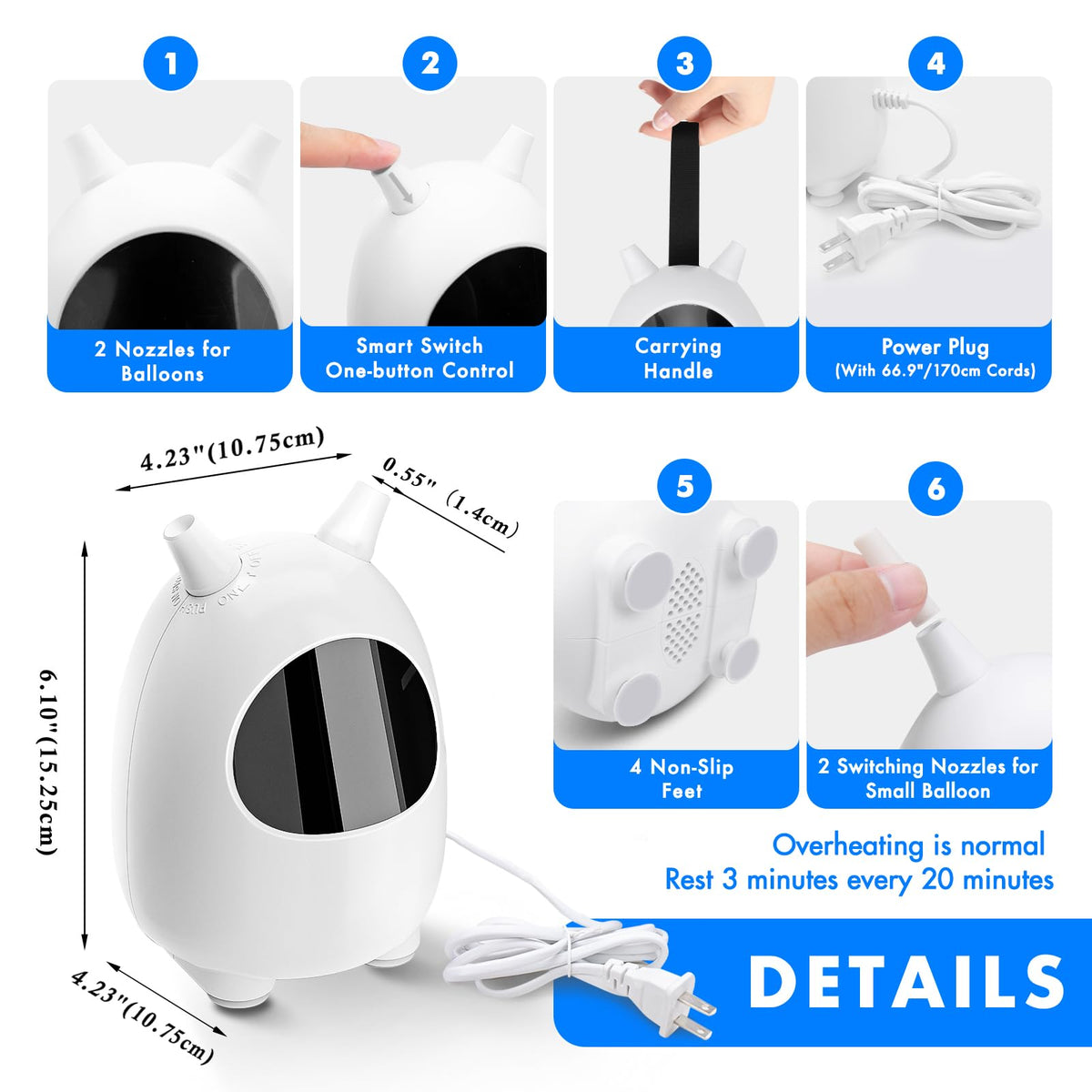 Balloon Pump Electric, SPLAKS Balloons Inflator Air Pump Portable Balloon Blower for Garland Arch