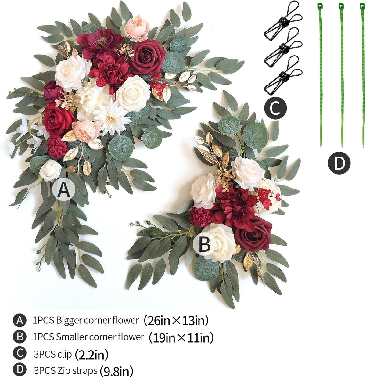 Faux Flower Swag Set of 2 for Wedding Welcome Signs Floral Swag Wedding Reception Ceremony Signs