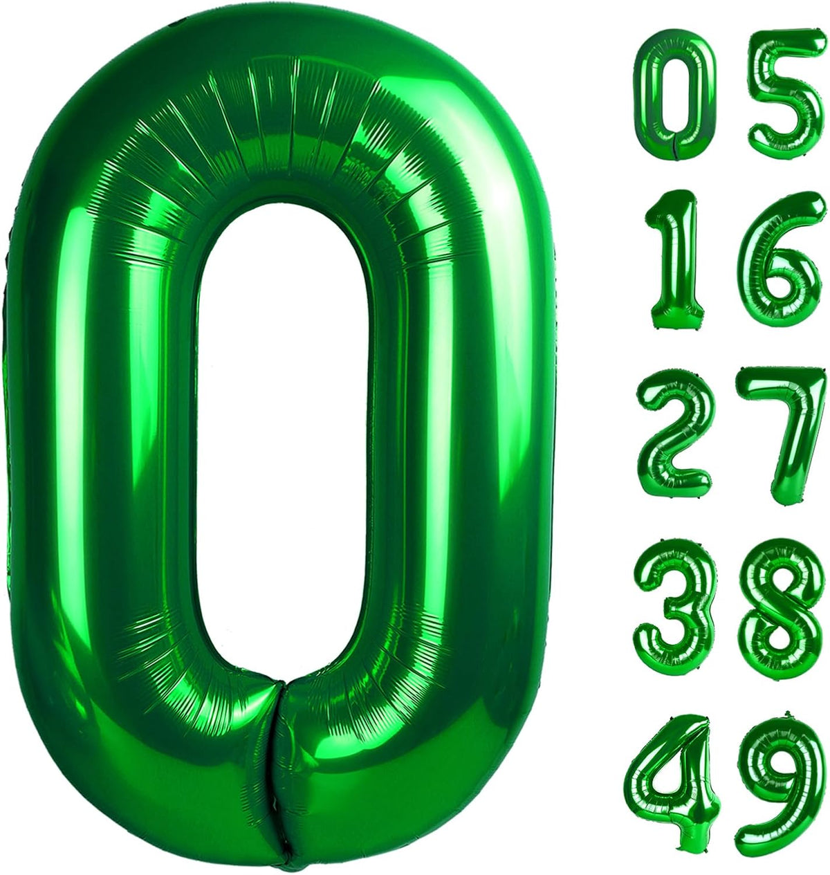 Green Helium Number Balloon 40 Inch, Giant Foil Green Number 0 Birthday Balloons, Large Numbers 10