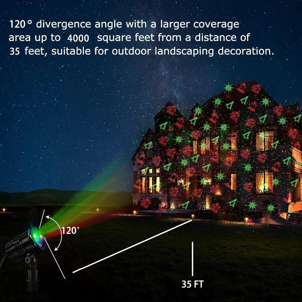 Christmas Projector Lights Outdoor, Led Christmas Laser Lights Landscape Spotlight Red and Green