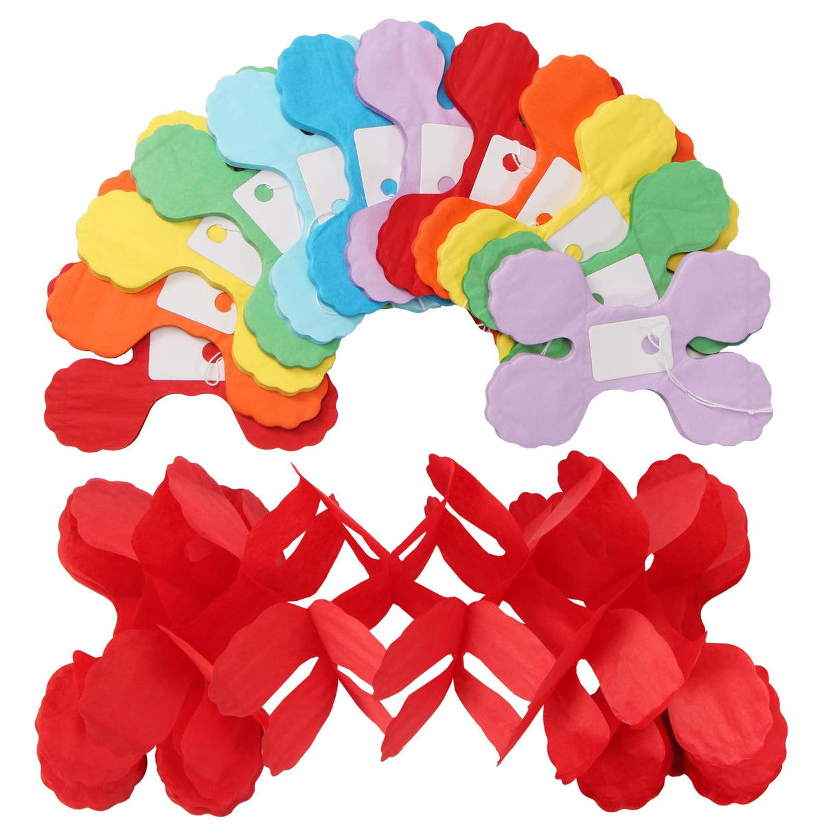 Rainbow Red-Orange Green-Blue Purple Streamers Garland - 12pcs Colorful Theme