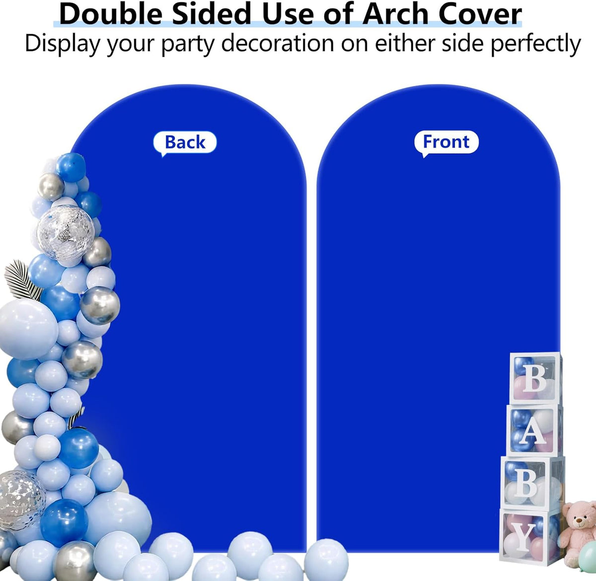 HEMMOTOP Blue Arch Cover 7.2 ft (No Arch Backdrop Stand), Spandex Wedding Balloon Stretchy Arch