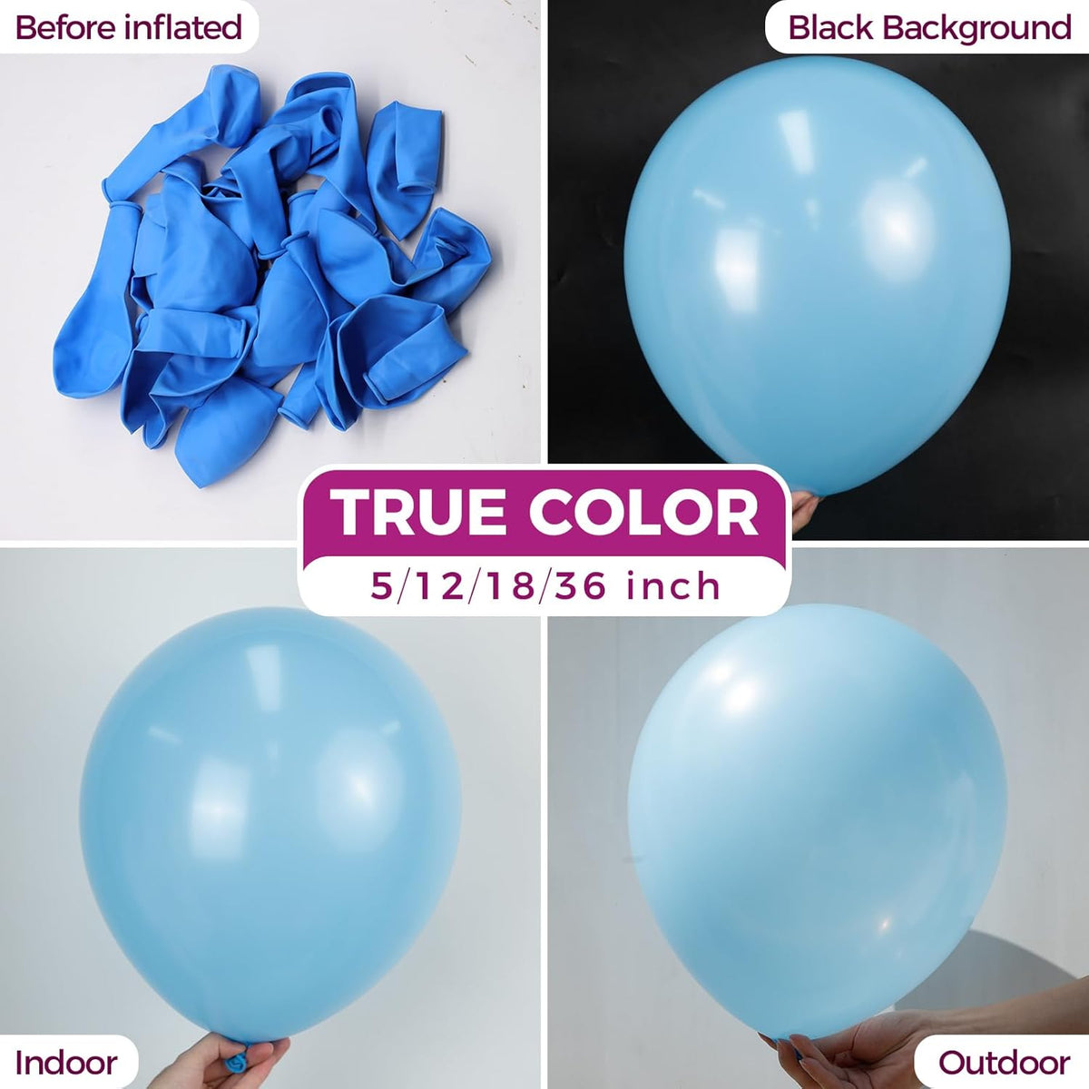 Bezente Blue Balloons Latex Party Balloons - 100 Pack 12 inch Round Helium Light Blue Balloons for