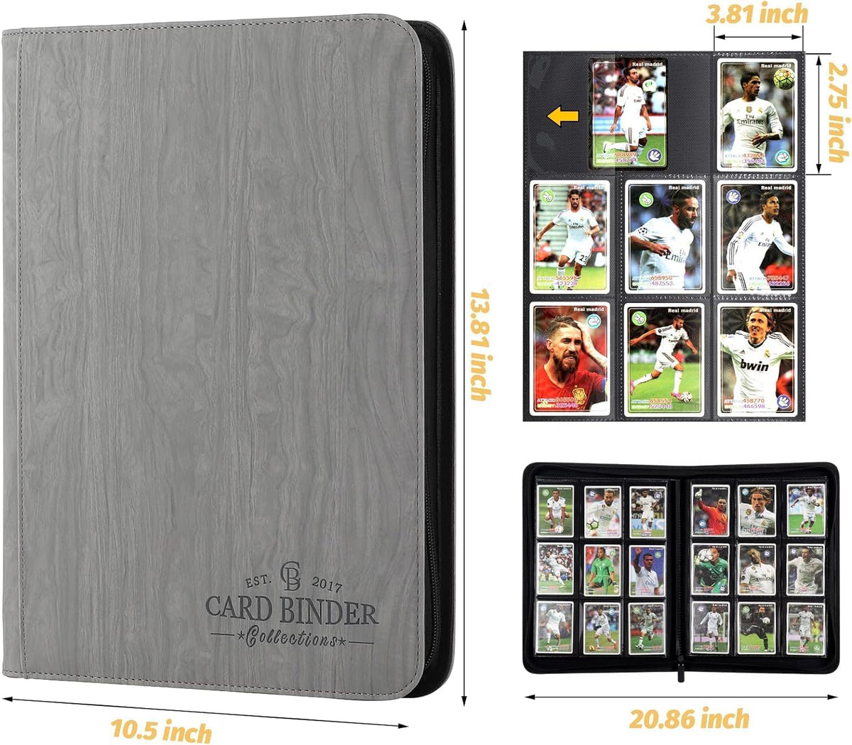 Trading Card Binder, Card Collection Binder Album Folder with 540 Side Loading Pockets, 9 Pocket