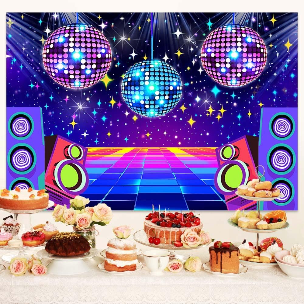 Disco Backdrop 7 x 5 ft Retro Glow Party 70s 80s 90s Theme Stage Dance Background Disco Party