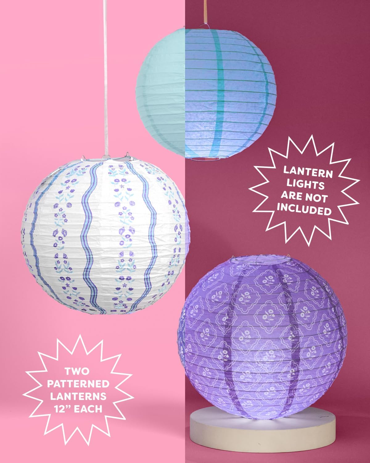 xo, Fetti Blue Coastal Paper Lanterns - 6 pcs. | Beach Party Decorations, Bachelorette Lights