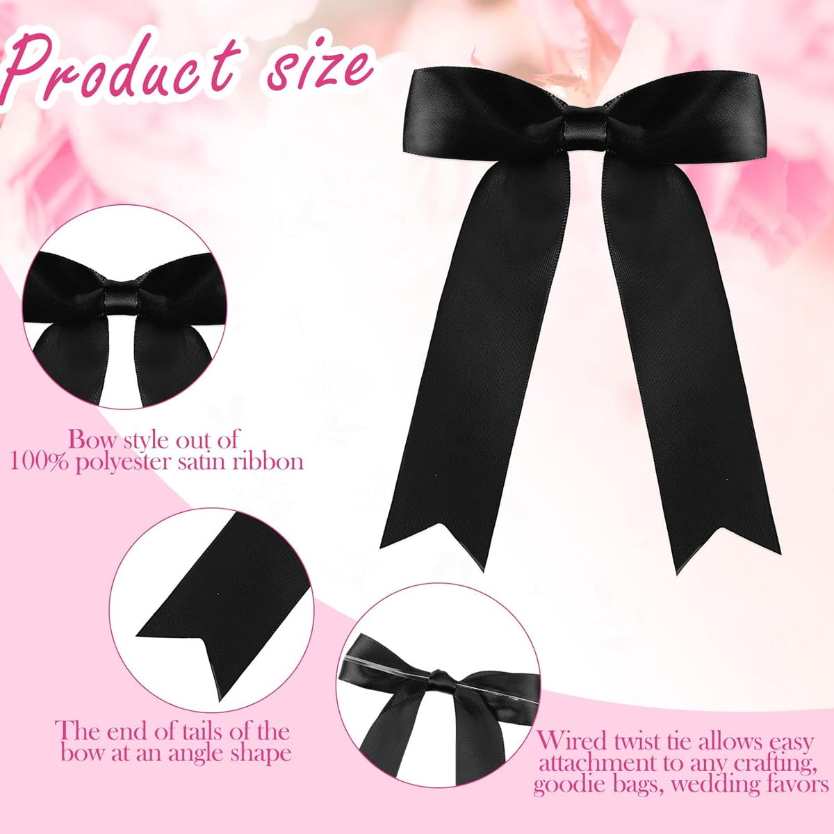 Riceshoot 24 Pcs Satin Ribbon Bow 3.5x5 Inch Twist Tie Bows for Gift Balloon Bag Cake Craft DIY