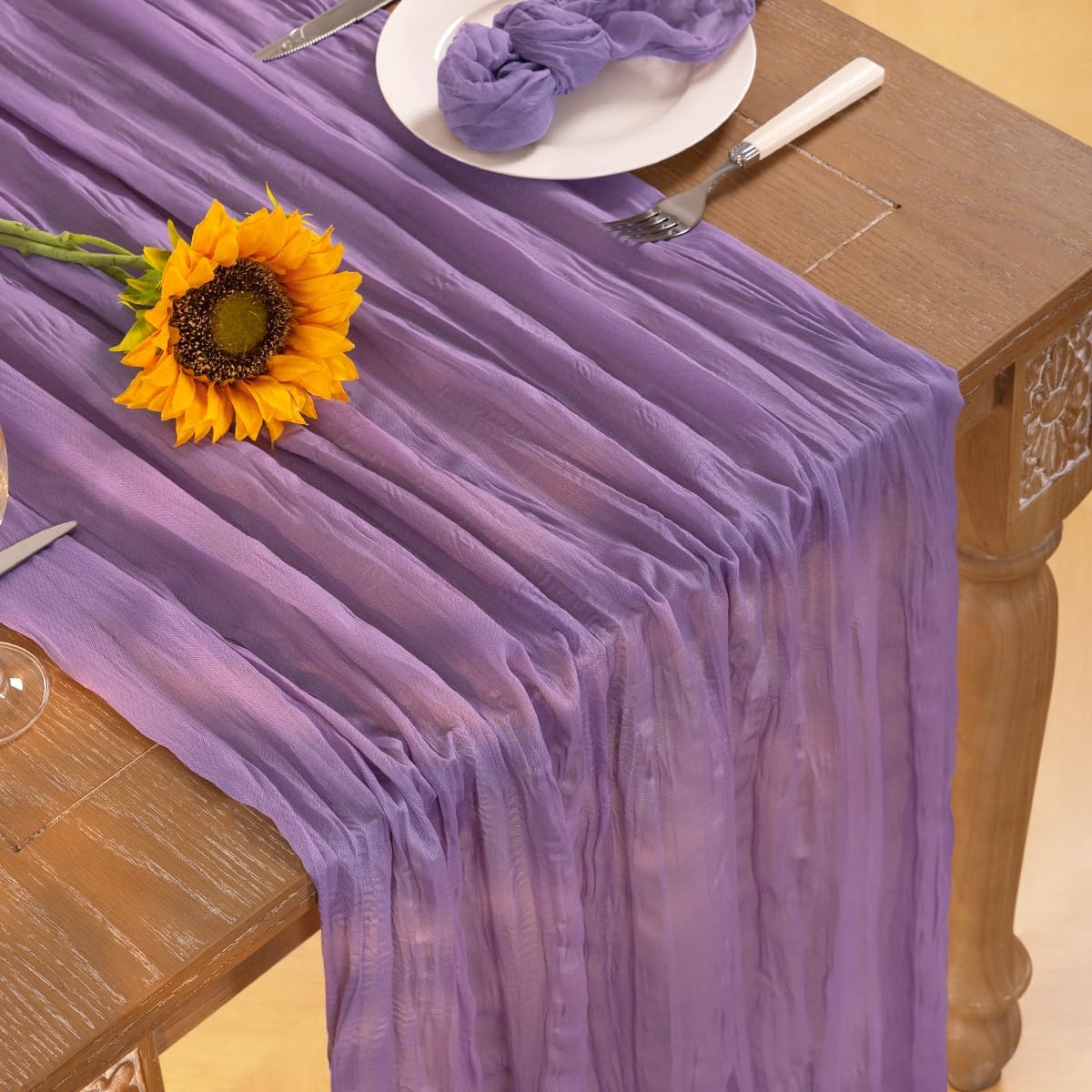 Lavender Purple Cheesecloth Table Runner Fall Table Runner Boho Gauze 120 Inches Cheese Cloth Fall