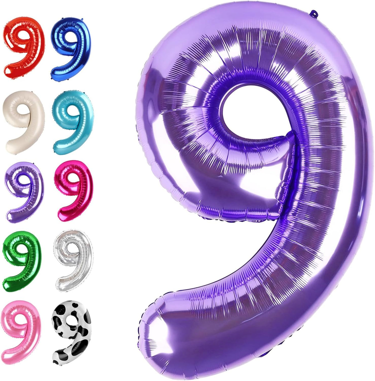 40 Inch Big Purple 9 Balloon Number, Jumbo Giant Happy 9th 19 29 39 49 99 Birthday Party