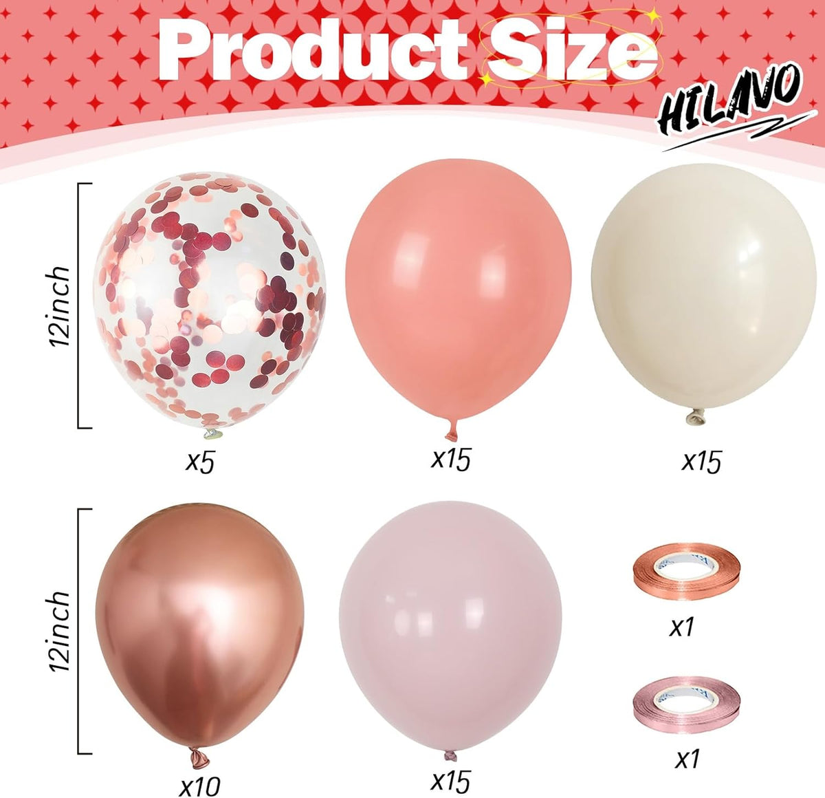 Dusty Pink Balloon Set, 60Pcs 12 Inch Retro Blush Pink White Sand Nude Latex Balloon with Metallic