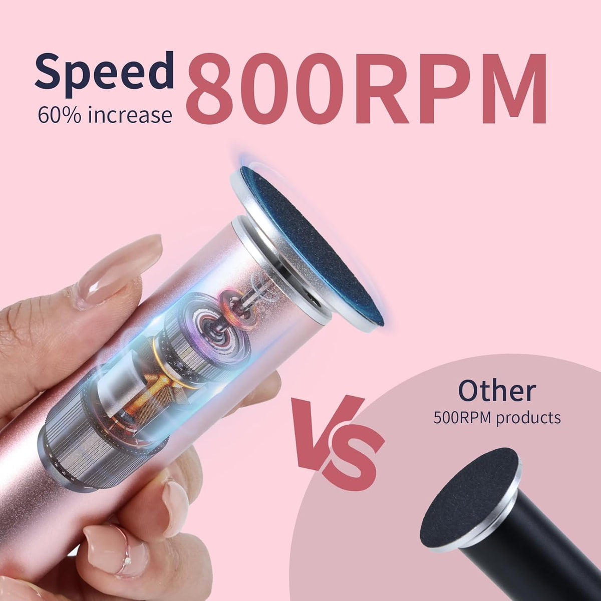 4.8IN Longer Electric Foot Callus Remover with 120pcs Sandpaper Discs, Professional Aluminum Callus