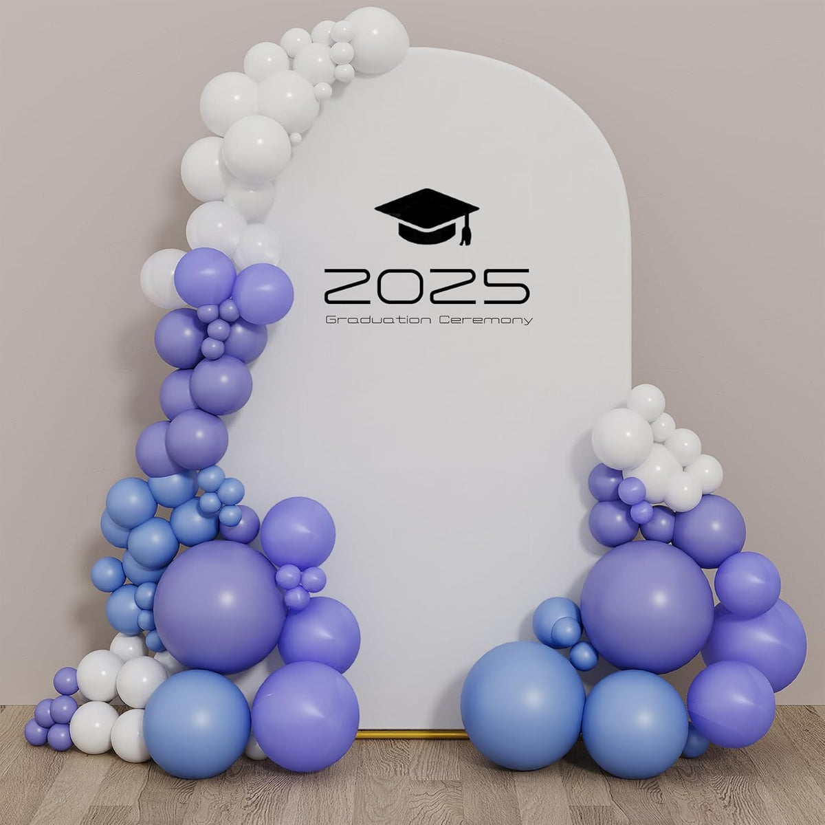 UDEAR 7.2FT Metal Arch Stand with White Cover, Arc Design with Fitted Cover, for Weddings, Parties