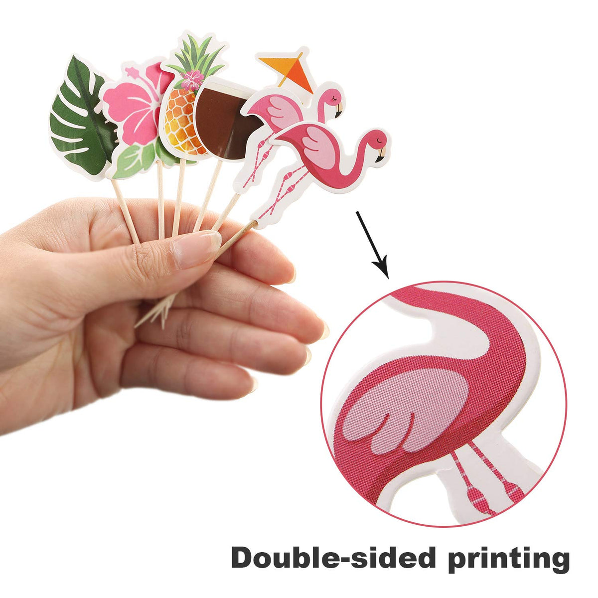 Luau Cupcake Toppers Tropical?Cake Decorations Hawaiian Toothpicks Sticks with Flamingo Pineapple